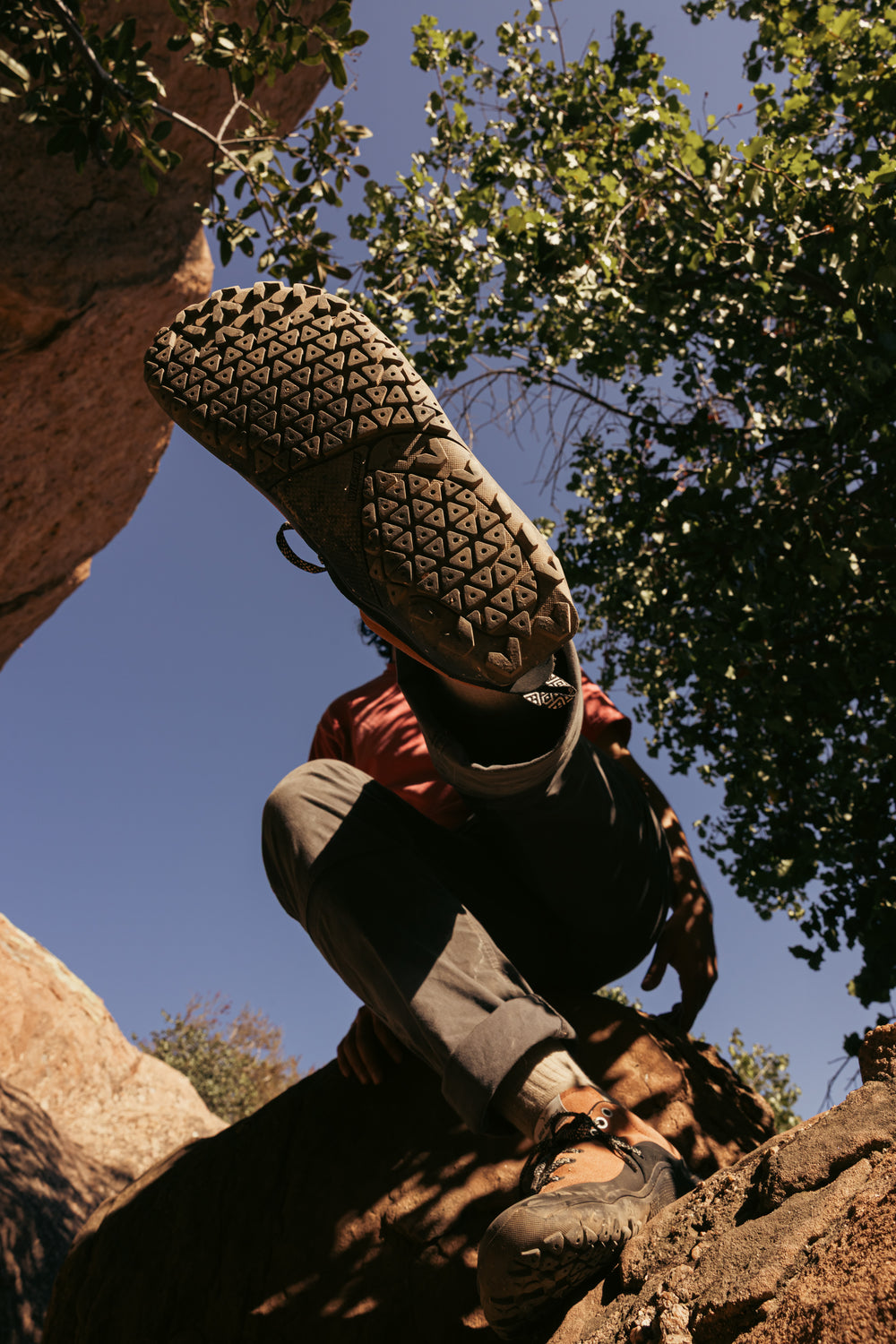 Close-up of LONO WILD outsole on rock